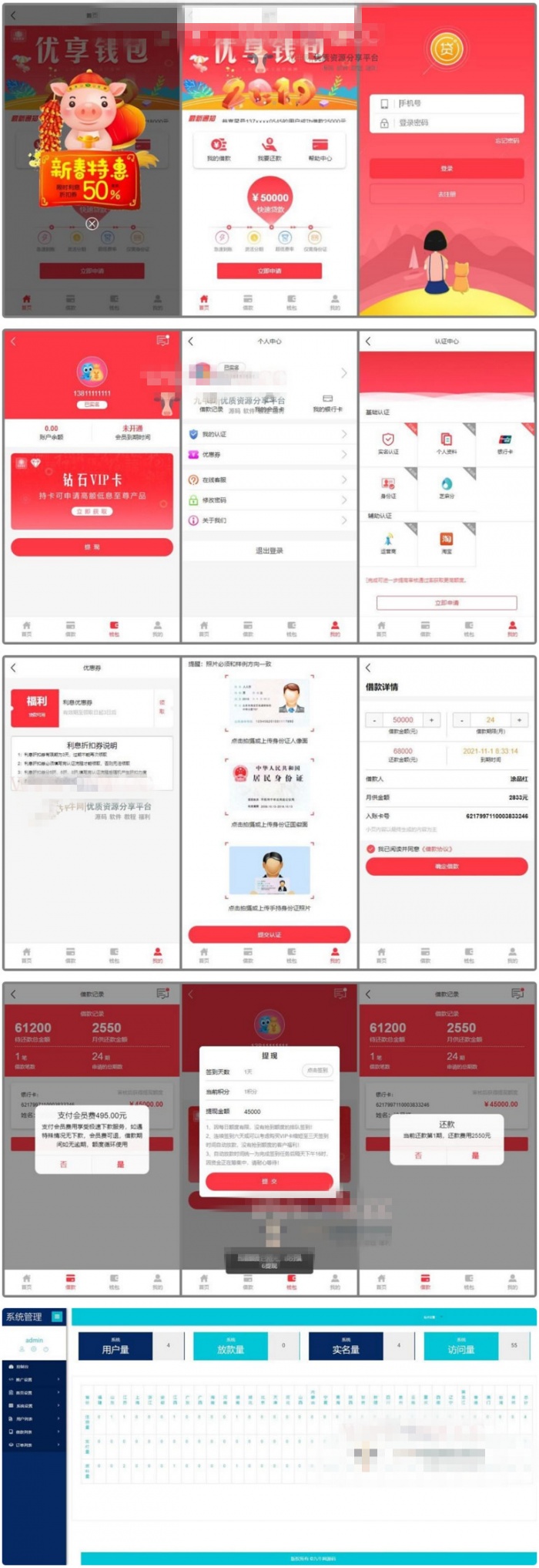 ThinkPHP版本：红色UI界面-网贷借款程序源码-无加密+无授权+可封装APP插图1