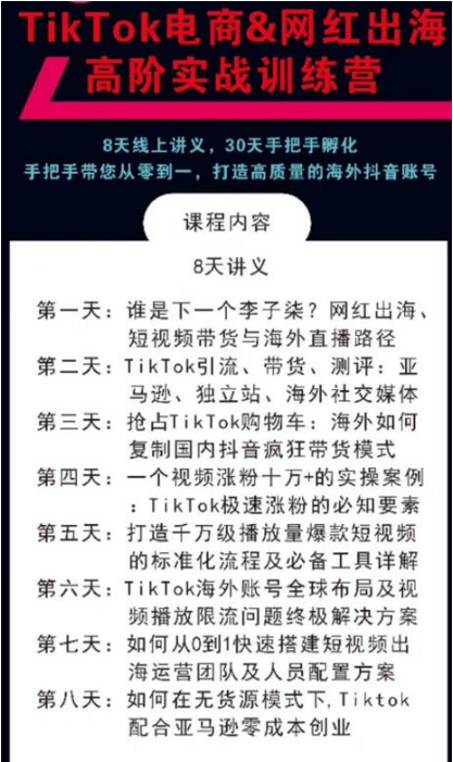 TikTok电商&网红出海高阶实战训练营：30天手把手孵化，打造高质量海外...插图