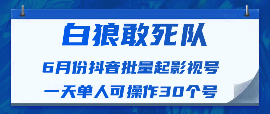 白狼敢死队最新抖音短视频批量起影视号（一天单人可操作30个号）视频课...插图
