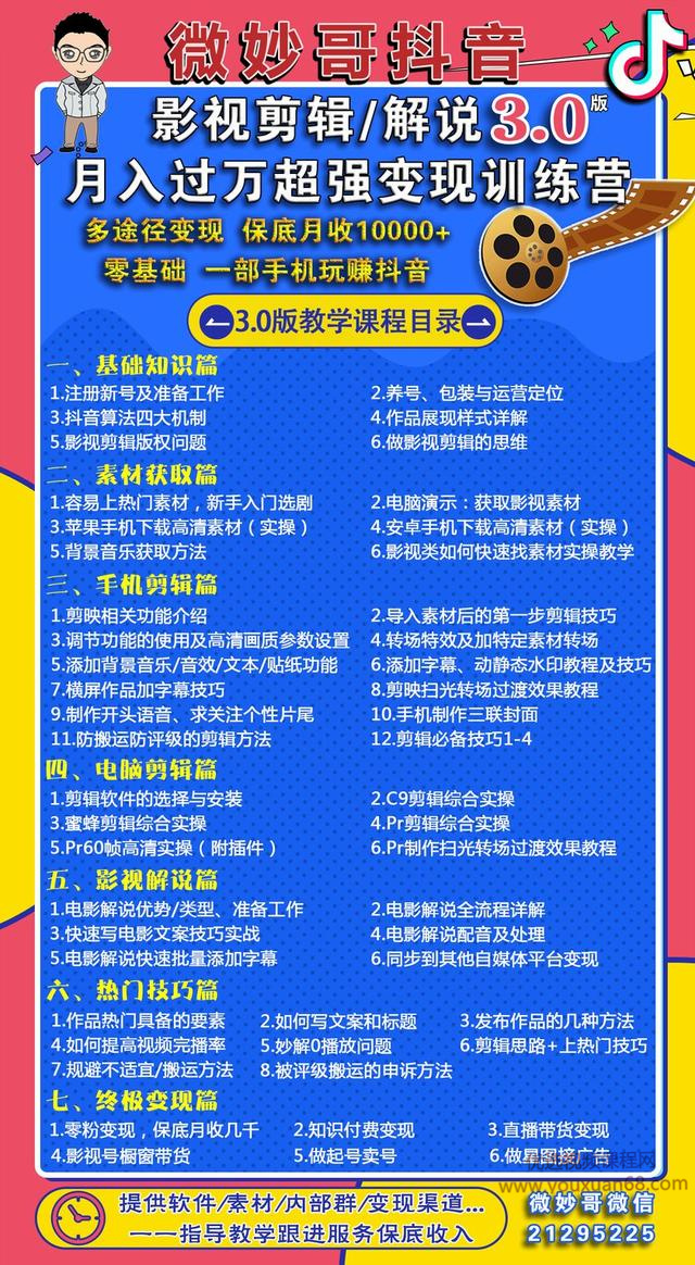微妙哥抖音影视剪辑及解说3.0:多途径变现,月入过万超强变现训练营插图 微妙哥抖音影视剪辑及解说3.0:多途径变现,月入过万超强变现训练营插图