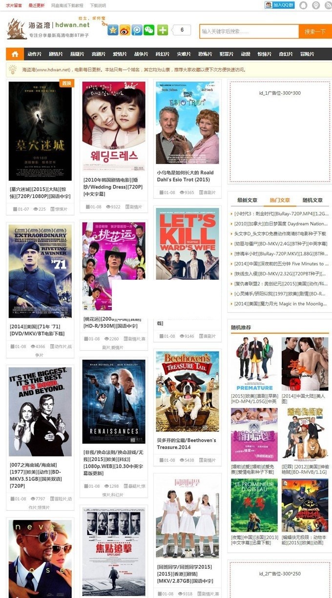 帝国cms仿海盗湾电影BT下载站网站源码