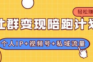社群变现陪跑计划：建立“个人IP+视频号+私域流量”的社群商业模式