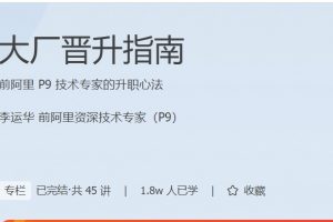 极客时间《大厂晋升指南》前阿里P9技术专家的升职心法