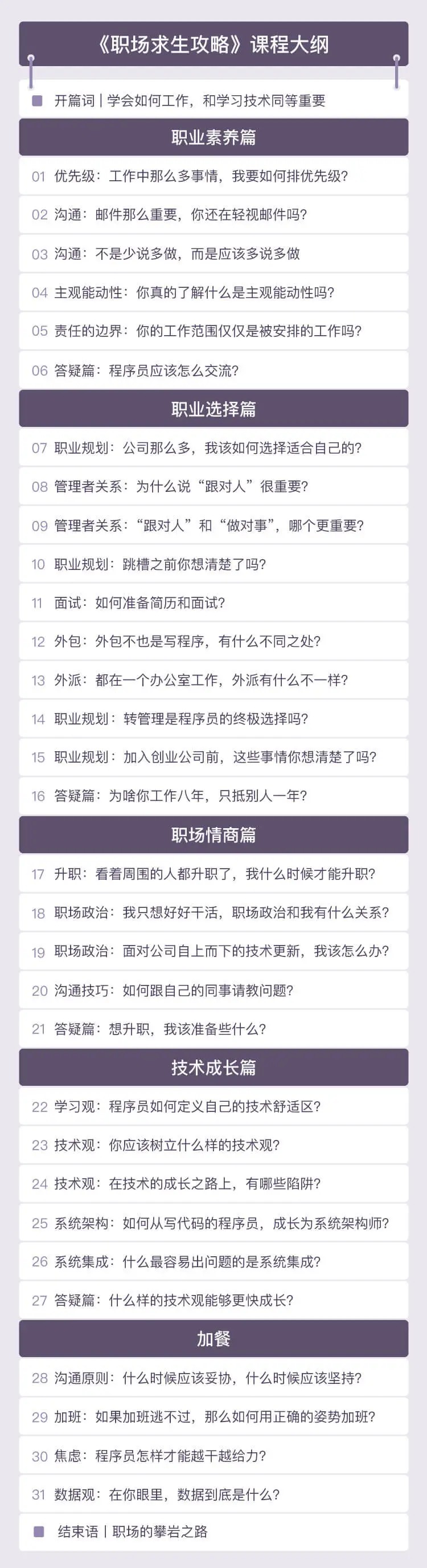 极客学院《职场求生攻略》前阿里 P9 技术专家的升职心法插图