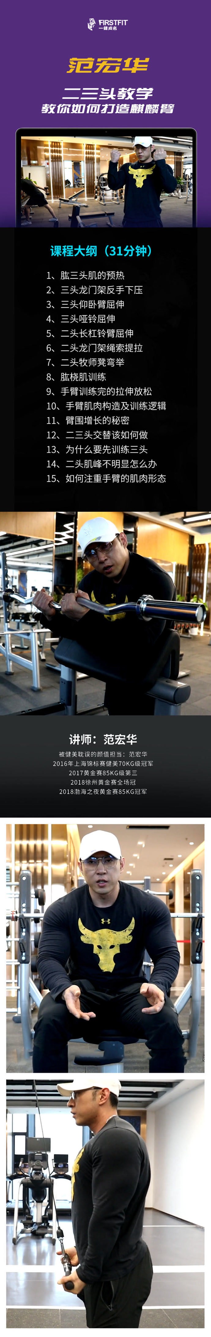 【一健成名】范宏华健身教学视频合集（胸部、背部、腿部、二三头训练）插图