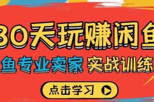 《30天玩赚闲鱼实战训练营》闲鱼专家教你打造自己店铺