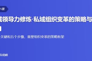 【三节课】私域领导力修炼·私域组织变革的策略与落地