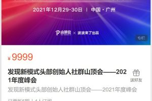 【波波来了】发现新模式头部创始人社群山顶会－2021年度峰会