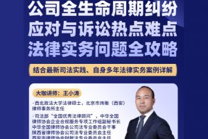【智元法律】王小涛：公司全生命周期纠纷应对与诉讼热点难点法律实务问题全攻略