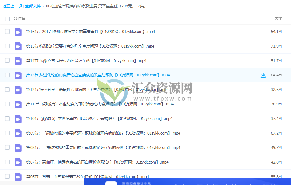 吴平生主任《心血管常见疾病诊疗及进展》 百度云下载插图