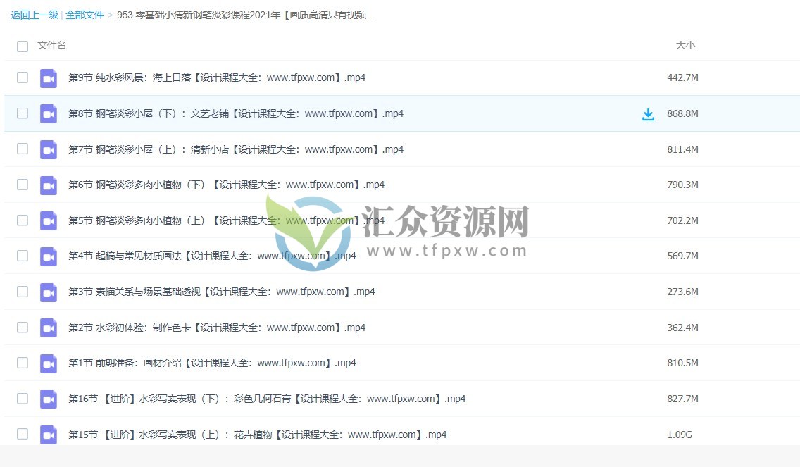 2021年零基础玩转小清新《钢笔淡彩课程》百度云下载插图