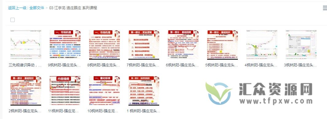 江宇龙（枫林阳）追庄跟庄系列课程 百度网盘下载插图