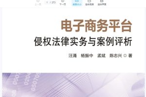 2020汪涌著《电子商务平台侵权法律实务与案例评析》273页PDF电子书 百度网盘下载