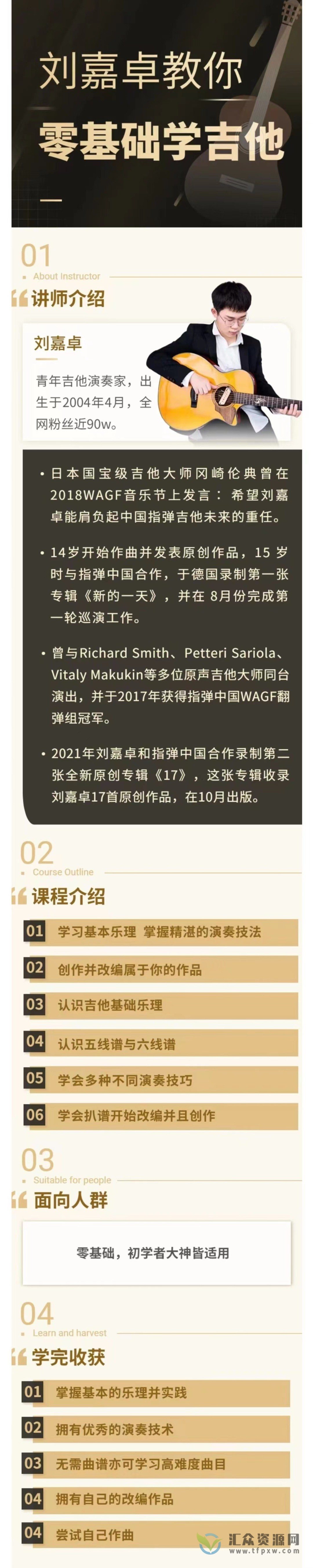 抖音刘嘉卓指弹吉他课程（基础技巧篇+进阶技巧篇+终极技巧篇）插图1