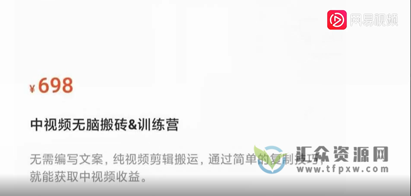 《中视频无脑搬砖训练营》无需文案、自带爆款属性插图