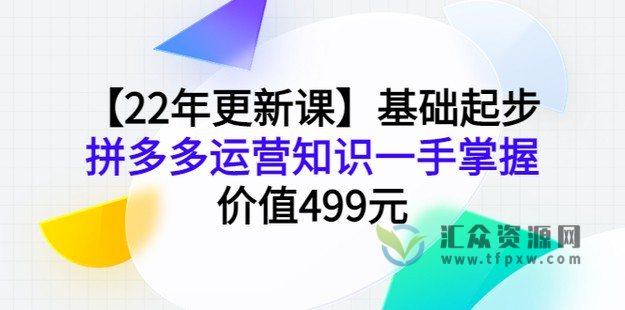【纪主任】基础起步，拼多多2022年运营知识一手掌握