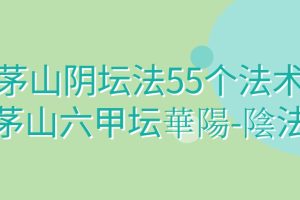 茅山阴坛法55个法术《茅山六甲坛華陽-陰法》PDF电子书