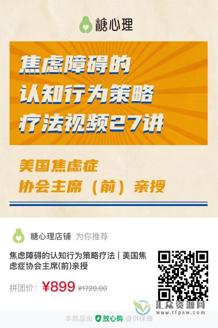 《焦虑障碍的认知行为策略疗法》美国焦虑症协会前主席亲授（视频27讲）插图