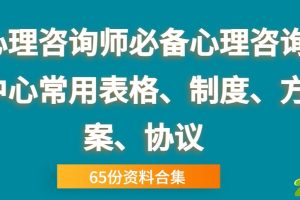 心理咨询师必备心理咨询中心常用表格、制度、方案、协议 （65份）