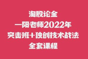 【淘股论金】一阳老师2022年突击班+独创技术战法全套视频课程