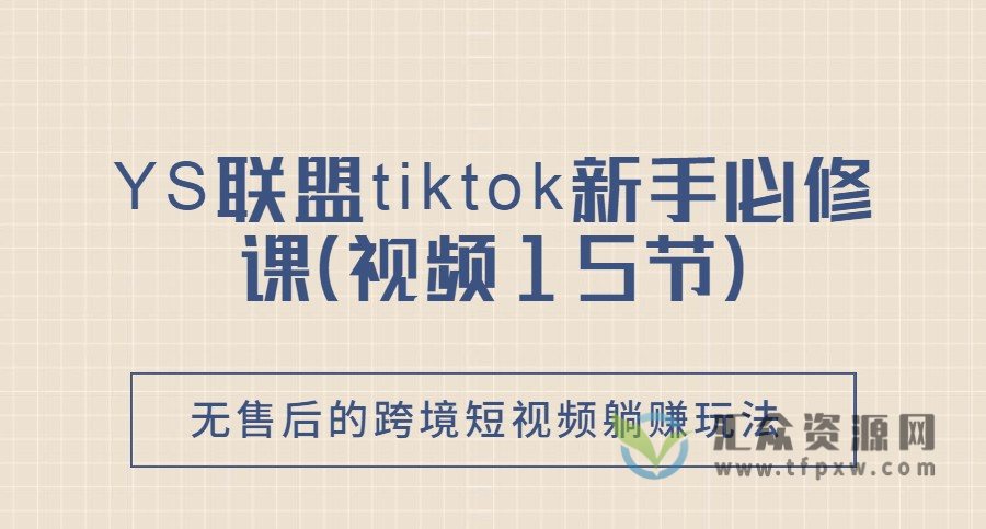 YS联盟tiktok新手必修课（视频15节）插图