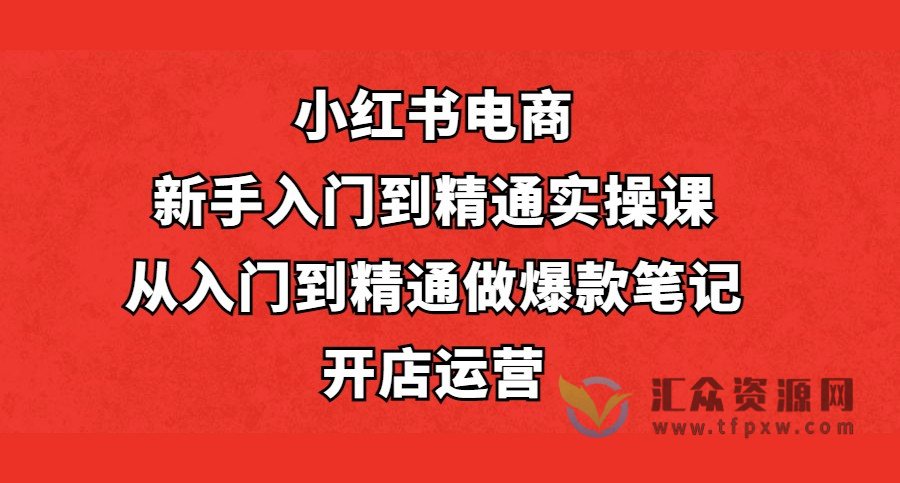 小红书电商新手入门到精通实操课,从入门到精通做爆款笔记,开店运营插图 小红书电商新手入门到精通实操课,从入门到精通做爆款笔记,开店运营插图