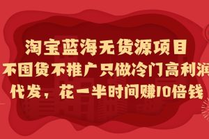 淘宝蓝海无货源项目，不囤货不推广只做冷门高利润代发，花一半时间赚10倍钱