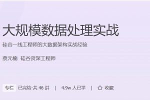 极客时间专栏课-蔡元楠-大规模数据处理实战