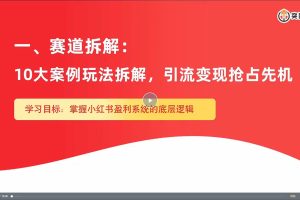 九京小红书流量盈利系统（第二期急速版）突围课堂