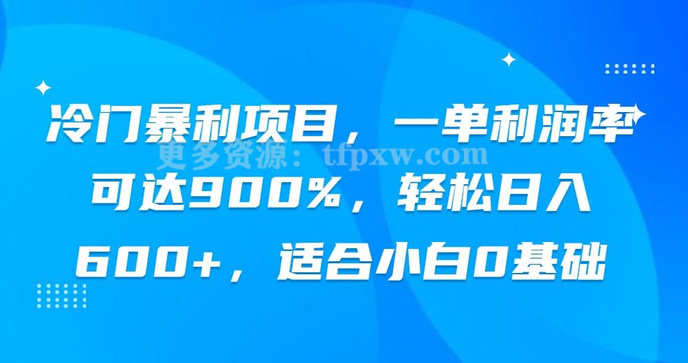 冷门暴利项目，一单利润率可达900%，轻松日入600+，适合小白0基础插图