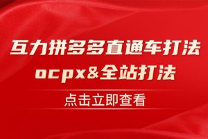互力2023拼多多直通车打法，ocpx&全站打法
