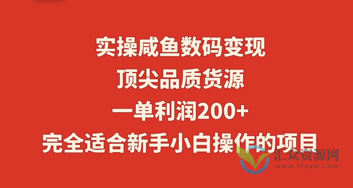 实操咸鱼数码变现，顶尖品质货源，一单利润200+，完全适合新手小白操作的项目插图
