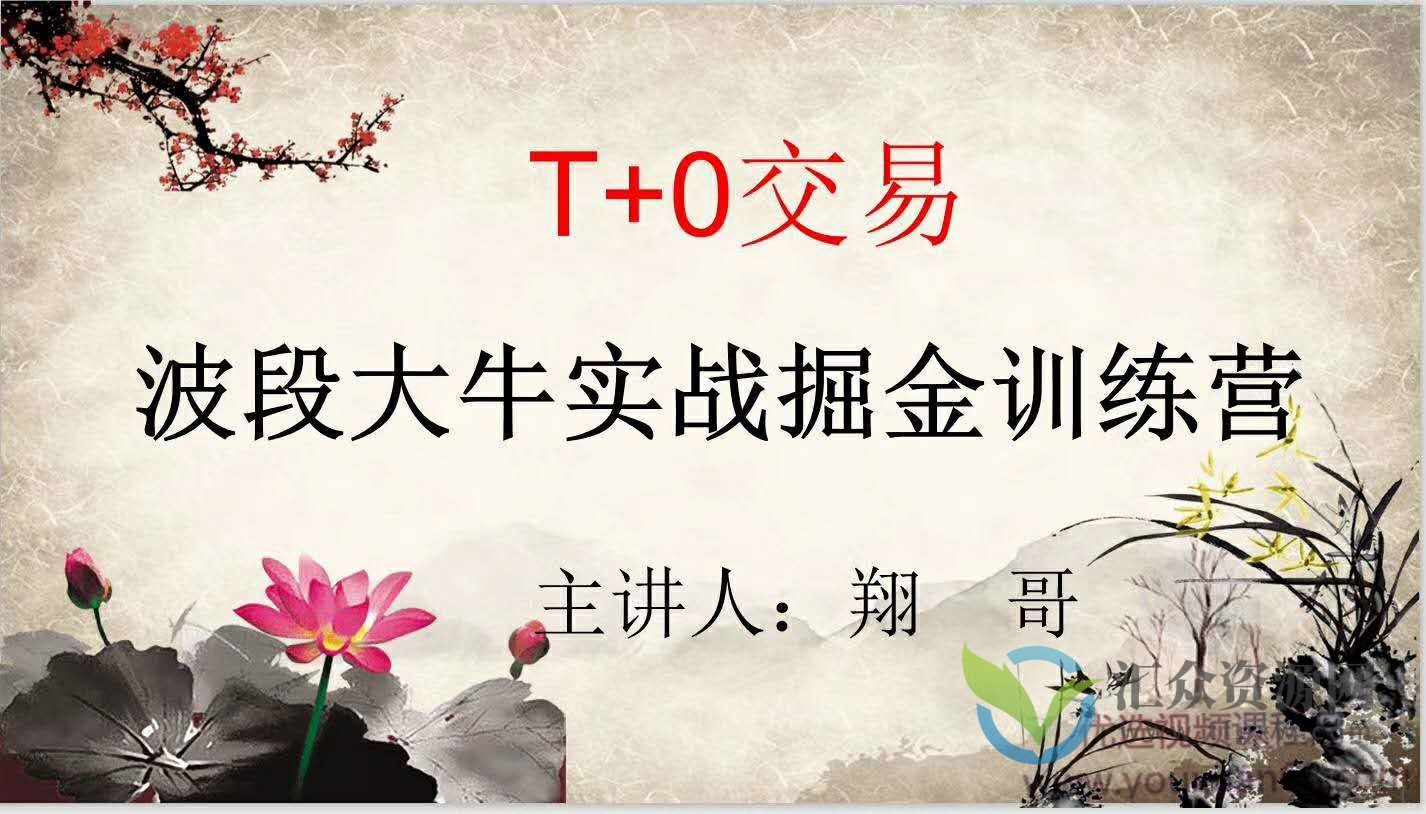 翔哥T+0波段大牛实战掘金训练营插图 翔哥T+0波段大牛实战掘金训练营插图