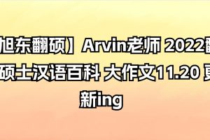 【旭东翻硕】Arvin老师 2022翻译硕士汉语百科 大作文11.20 更新ing