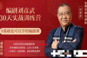 编剧刘彦武30天实战训练营，0基础也可以学的编剧课