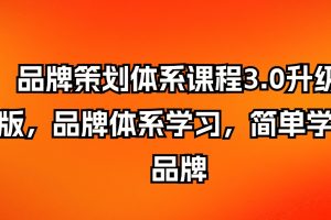 品牌策划体系课程3.0升级版，品牌体系学习，简单学做品牌