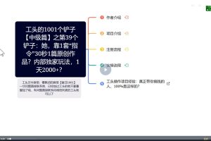 【中级篇第39课】她，靠1套“指令”30秒1篇原创作品？内部独家玩法，1天2000+？