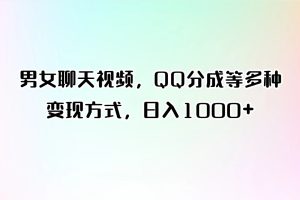男女聊天视频，QQ分成等多种变现方式，日入1000+
