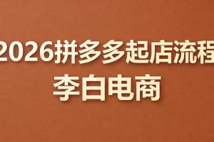 2026年拼多多微付费高投产起店实操：李白电商26年流程解析（3月版）