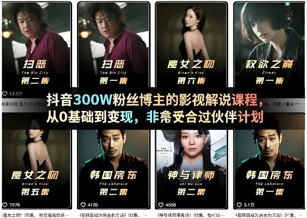 抖音影视解说变现课：0基础入门到300万粉丝博主的实战指南，轻松通过伙伴计划插图