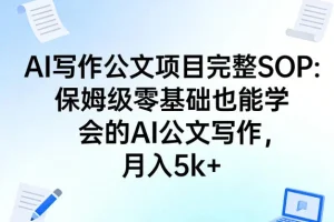 AI公文写作SOP全攻略：零基础保姆级教程，轻松掌握月入5000+的AI写作技能