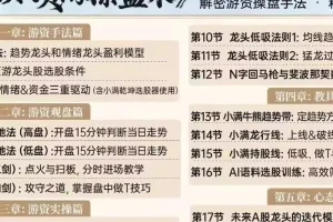 钱坤大学堂小满先生：新龙头操盘术系统课+小班课+指标资料，掌握顶级交易策略
