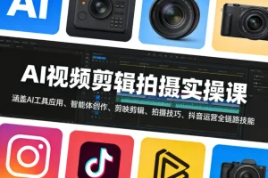 AI视频剪辑拍摄全攻略：从AI工具应用到抖音运营，掌握智能创作与剪映剪辑实战技巧