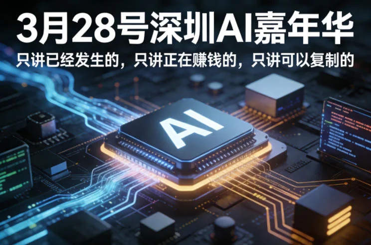 3月28日深圳AI嘉年华：聚焦已验证的赚钱案例与可复制的AI实战经验插图