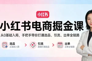 小红书电商实战课：零基础入门到出单，手把手教你选品引流全链路运营