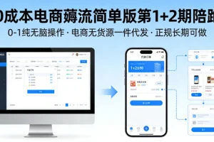 0成本电商入门指南：无货源一件代发实操教程，正规长期副业从0到1轻松上手