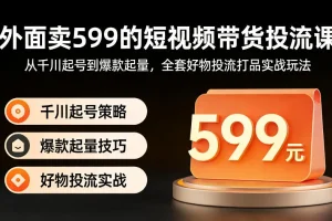 短视频带货投流实战课：千川起号到爆款起量，掌握好物投流打品核心玩法