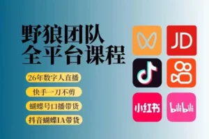 野狼团队2026新版全平台短视频带货教学：AI赋能流量突破，开启高效带货新纪元（2026年3月更新）