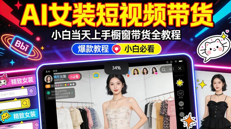 AI女装短视频带货指南：零基础小白当天上手，高佣金爆款轻松赚钱攻略插图