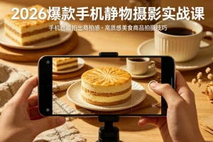 2026手机静物摄影实战课：用手机拍出商拍质感，轻松掌握美食商品高级拍摄技巧
